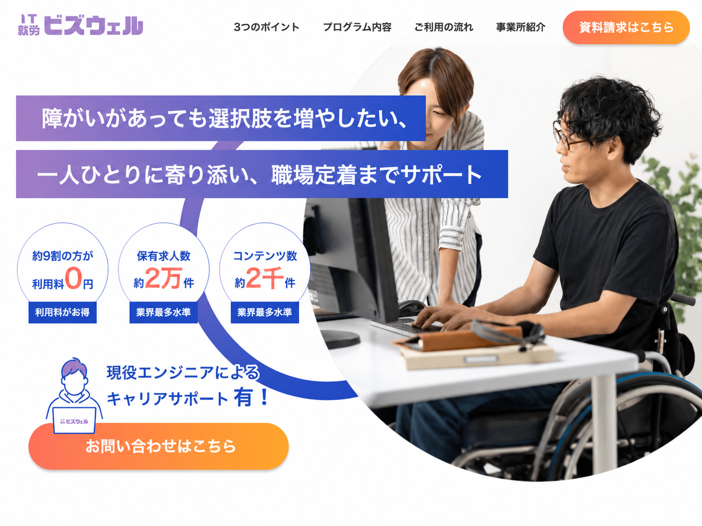 IT就労ビズウェル のサービス画面